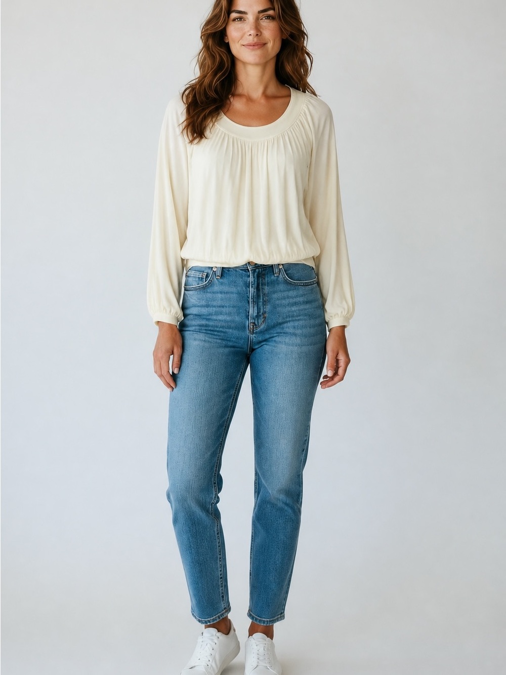 Free People White Pleated Bubble Hem Blouse size XS